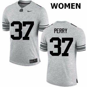 Women's Ohio State Buckeyes #37 Joshua Perry Gray Nike NCAA College Football Jersey Sport VUC5644PL